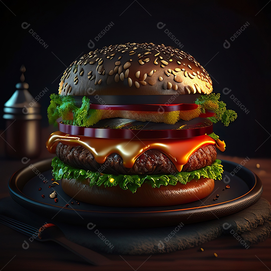 Imagem realista de hambúrguer delicioso