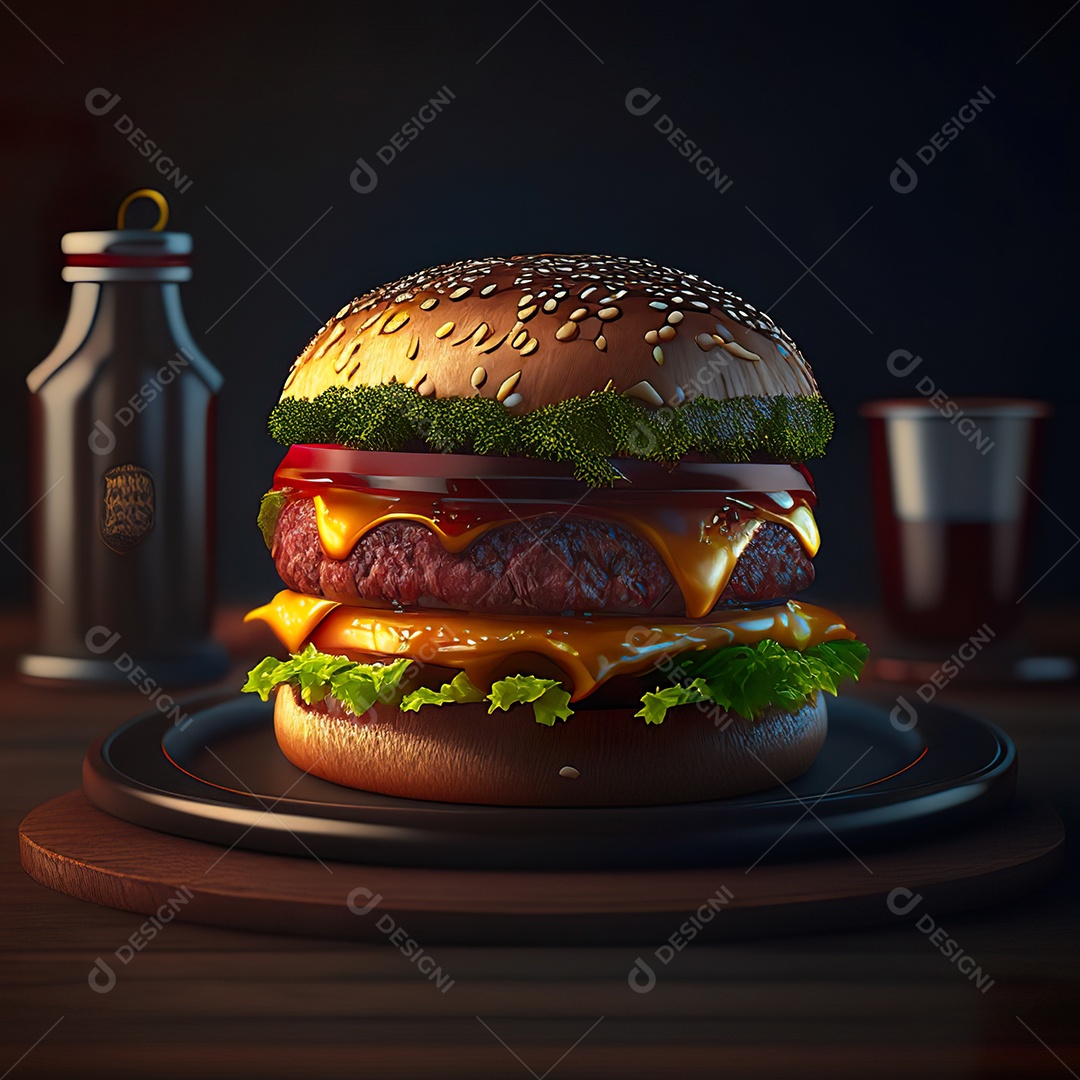 Imagem realista de hambúrguer delicioso