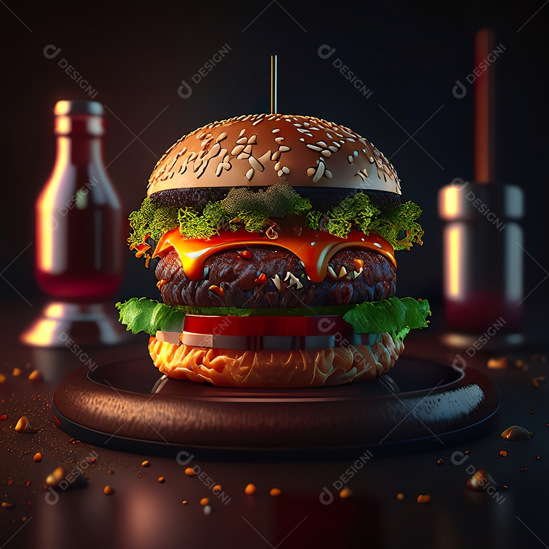 Imagem realista de hambúrguer delicioso