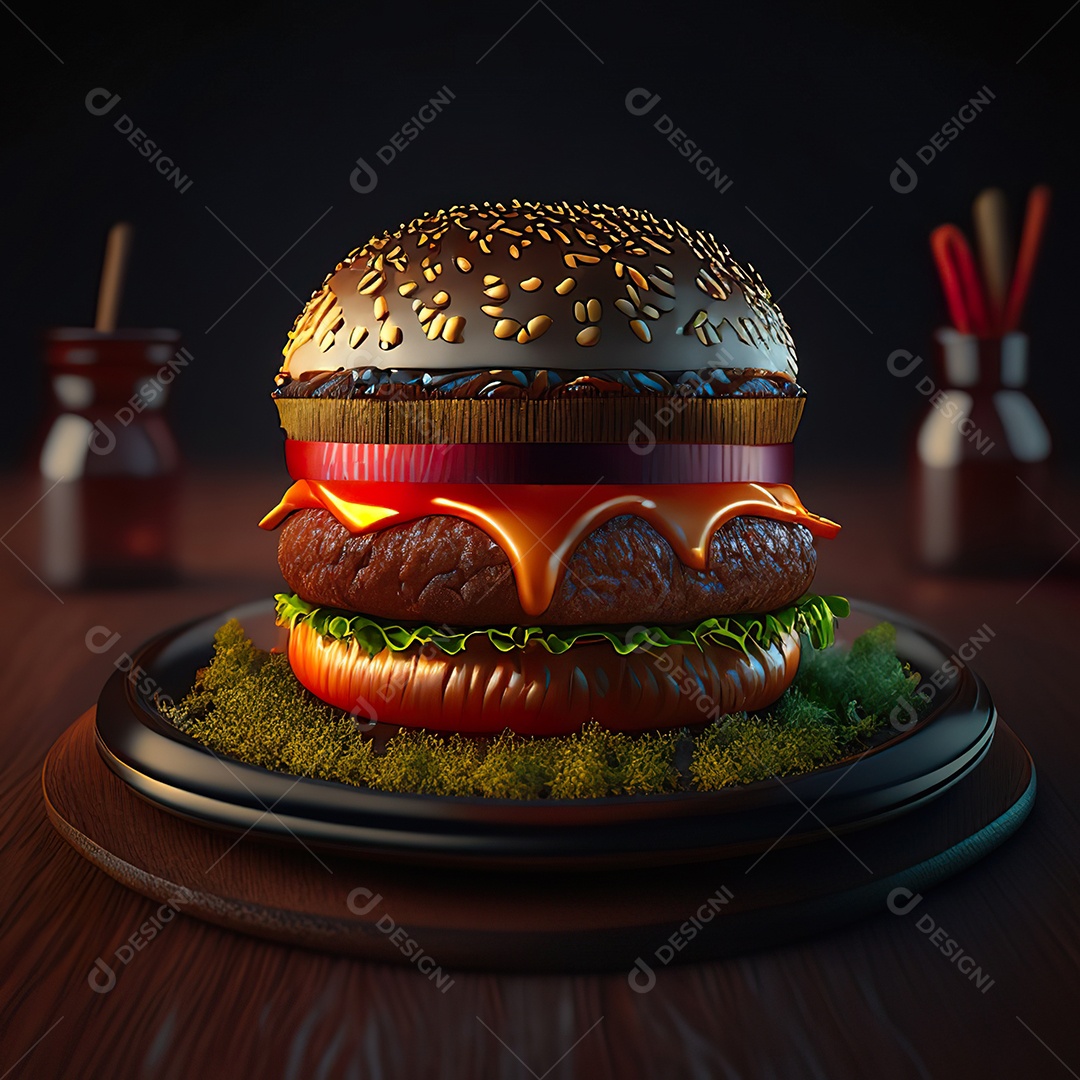 Imagem realista de hambúrguer delicioso