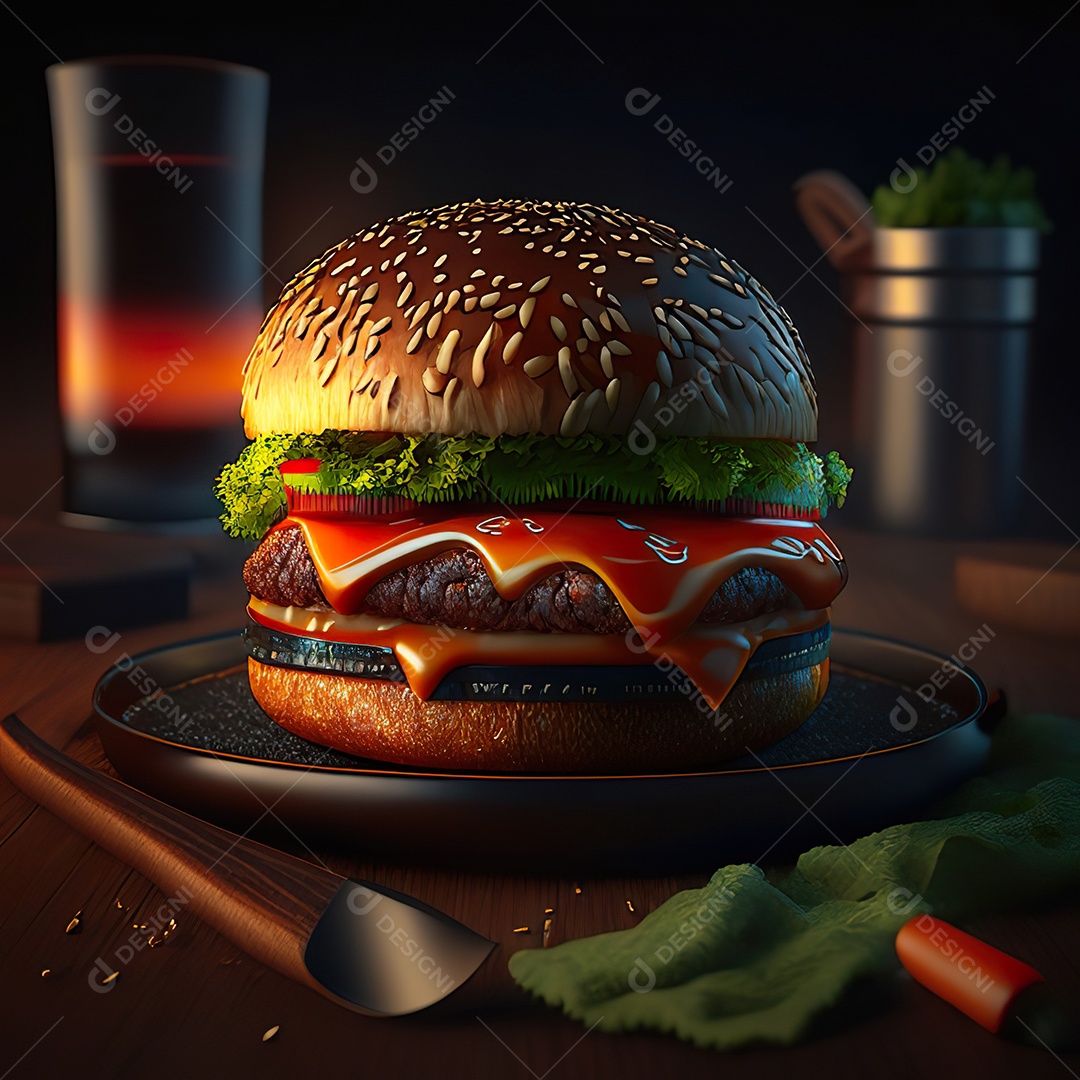 Imagem realista de hambúrguer delicioso