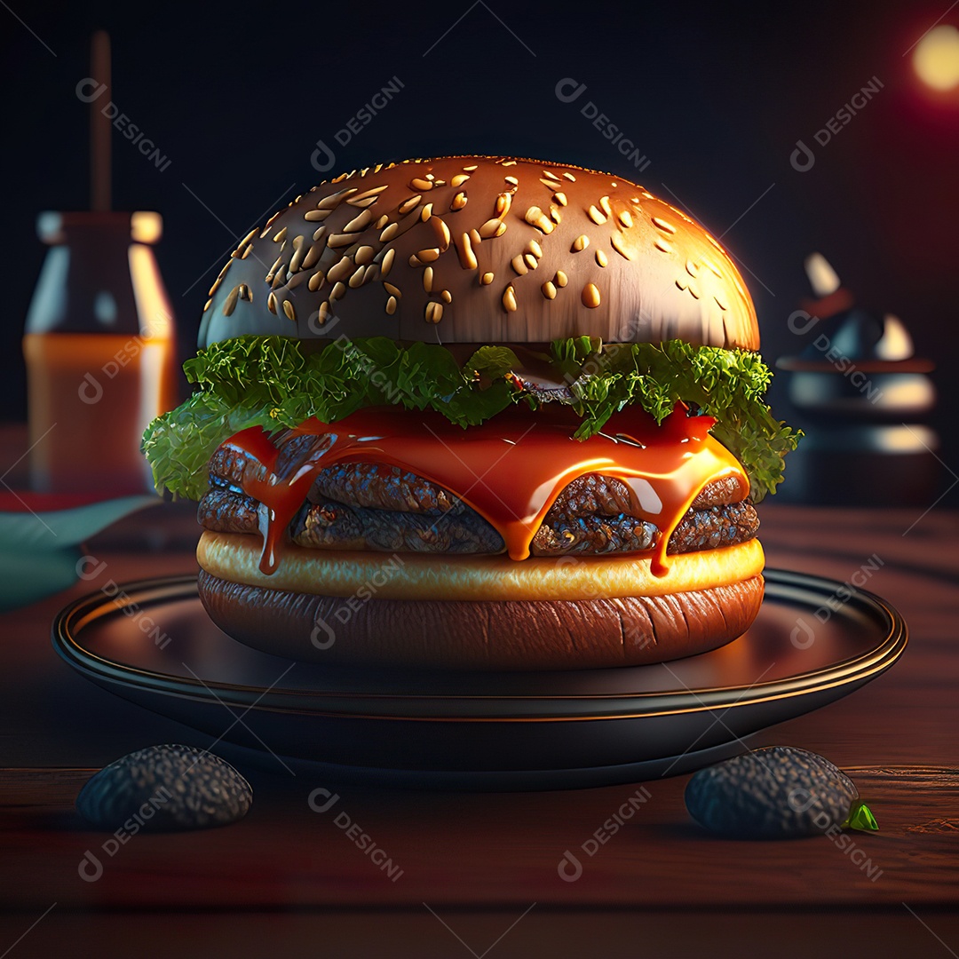 Imagem realista de hambúrguer delicioso