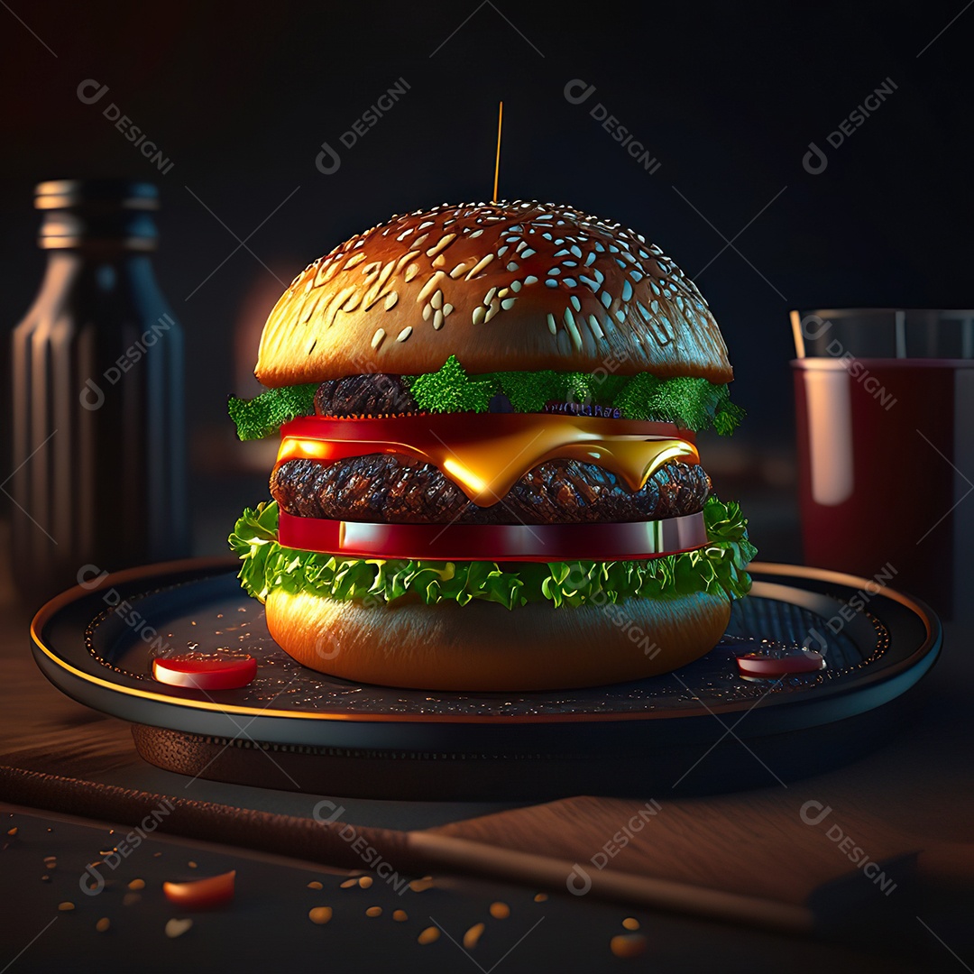 Imagem realista de hambúrguer delicioso