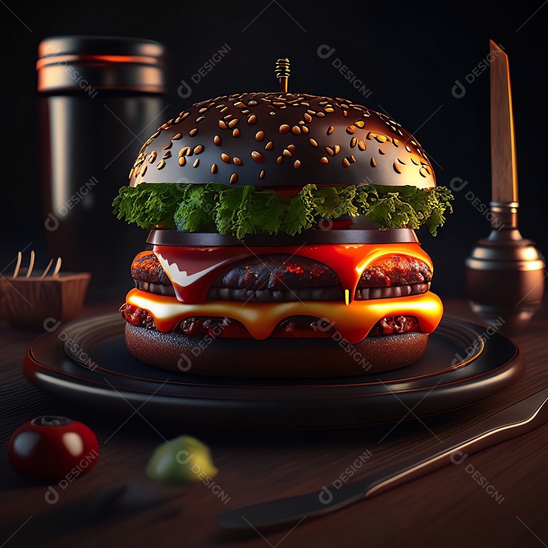 Imagem realista de hambúrguer delicioso