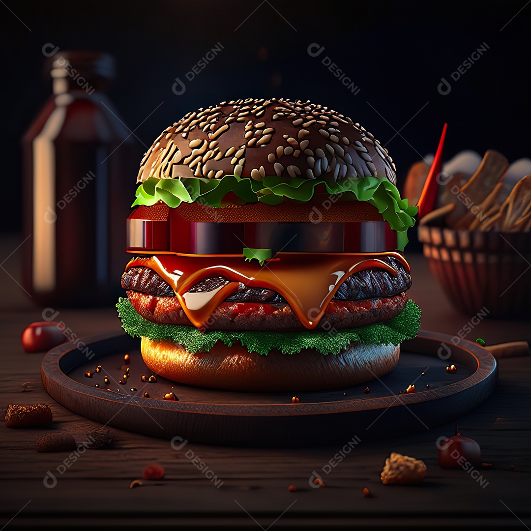 Imagem realista de hambúrguer delicioso