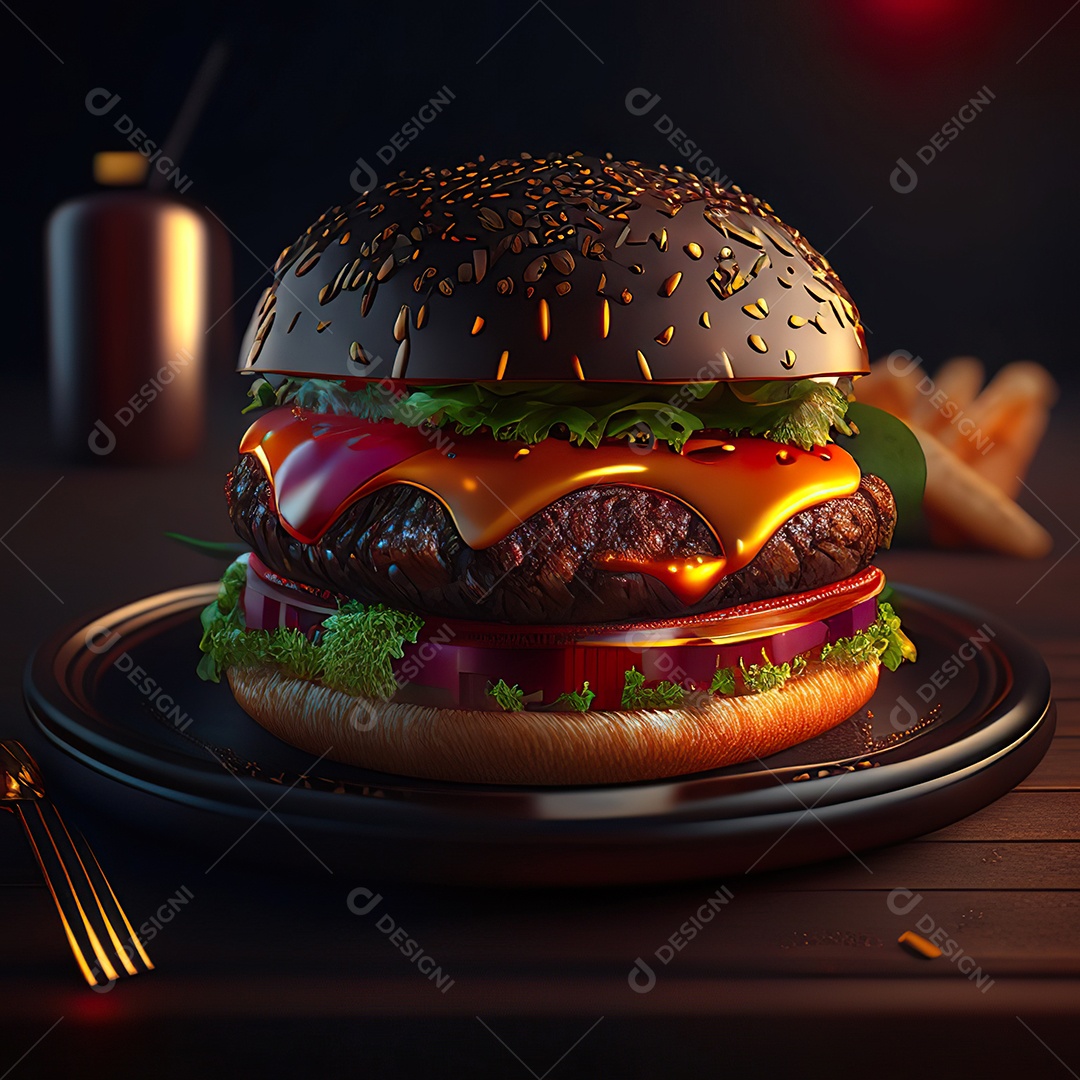 Imagem realista de hambúrguer delicioso