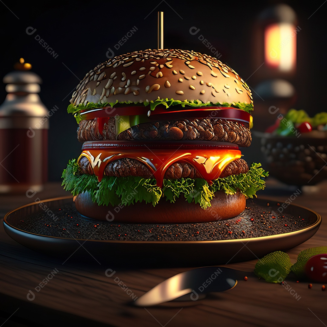 Imagem realista de hambúrguer delicioso