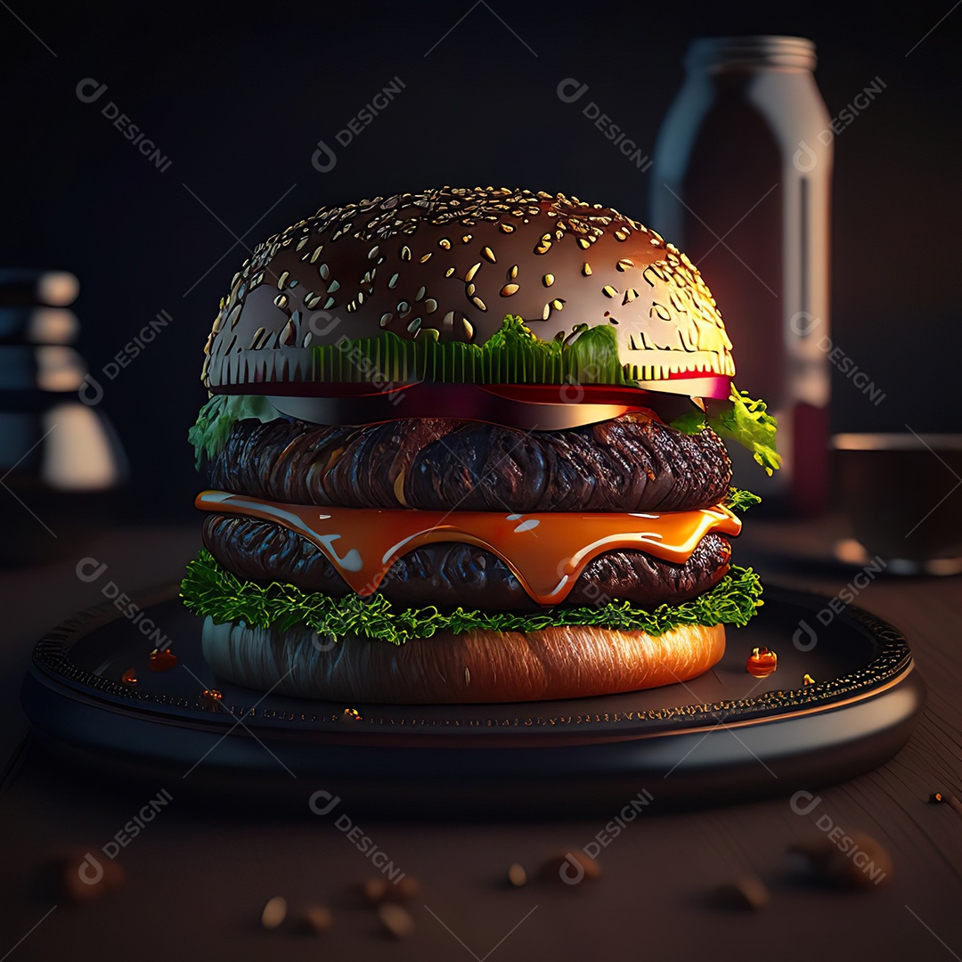 Imagem realista de hambúrguer delicioso