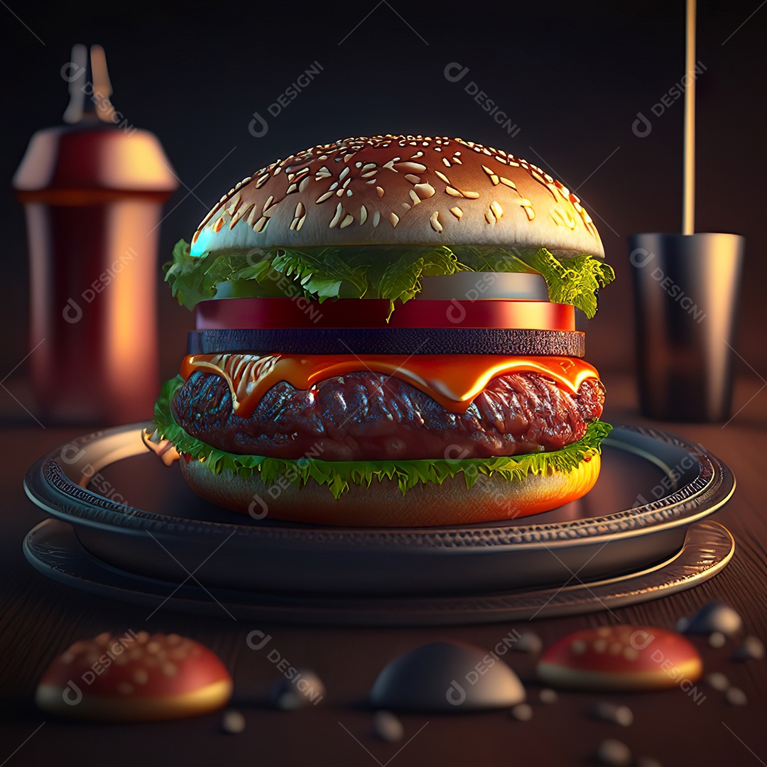 Imagem realista de hambúrguer delicioso