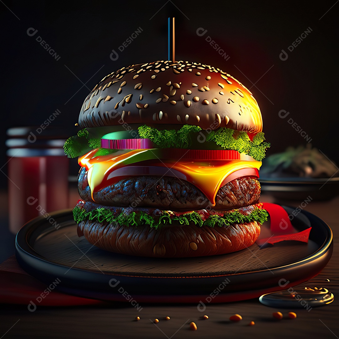 Imagem realista de hambúrguer delicioso