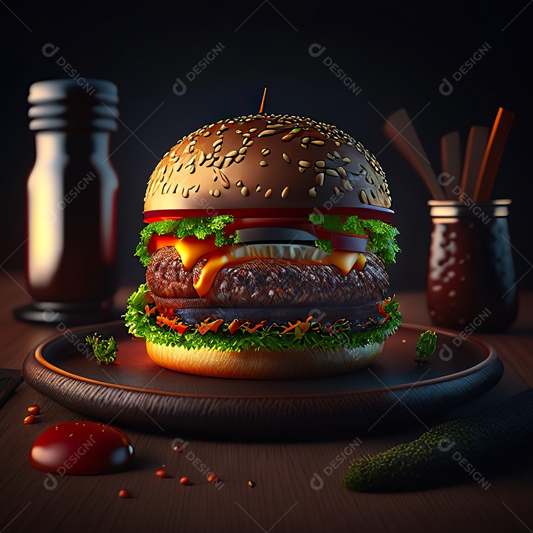 Imagem realista de hambúrguer delicioso