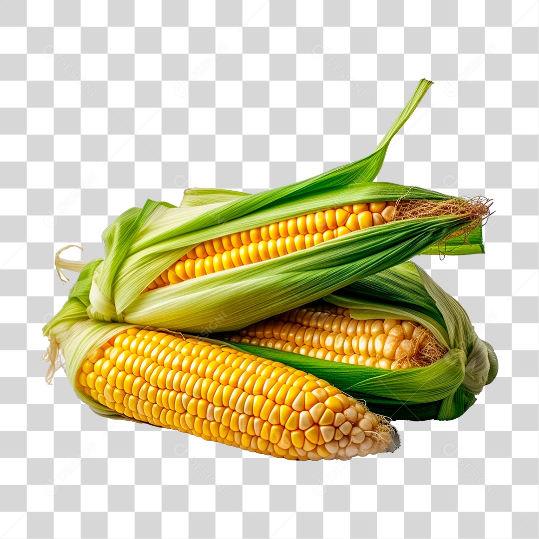 Milhos com Casca Verde PNG Transparente