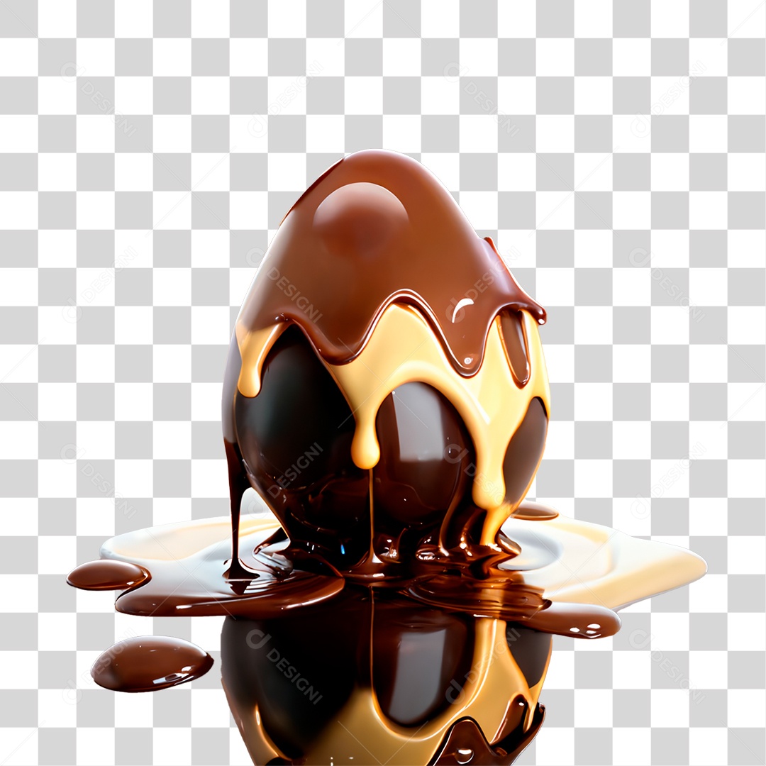 Ovo de Chocolate Sendo Recheado PNG Transparente
