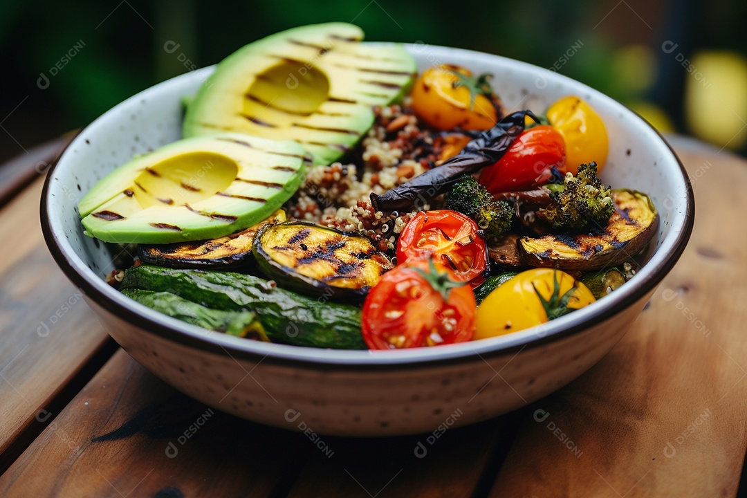 Tigela De Quinoa, Abacate E Legumes Grelhados