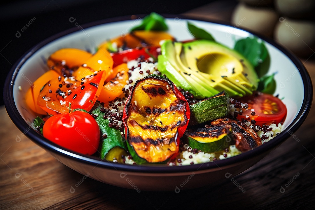 Tigela De Quinoa, Abacate E Legumes Grelhados