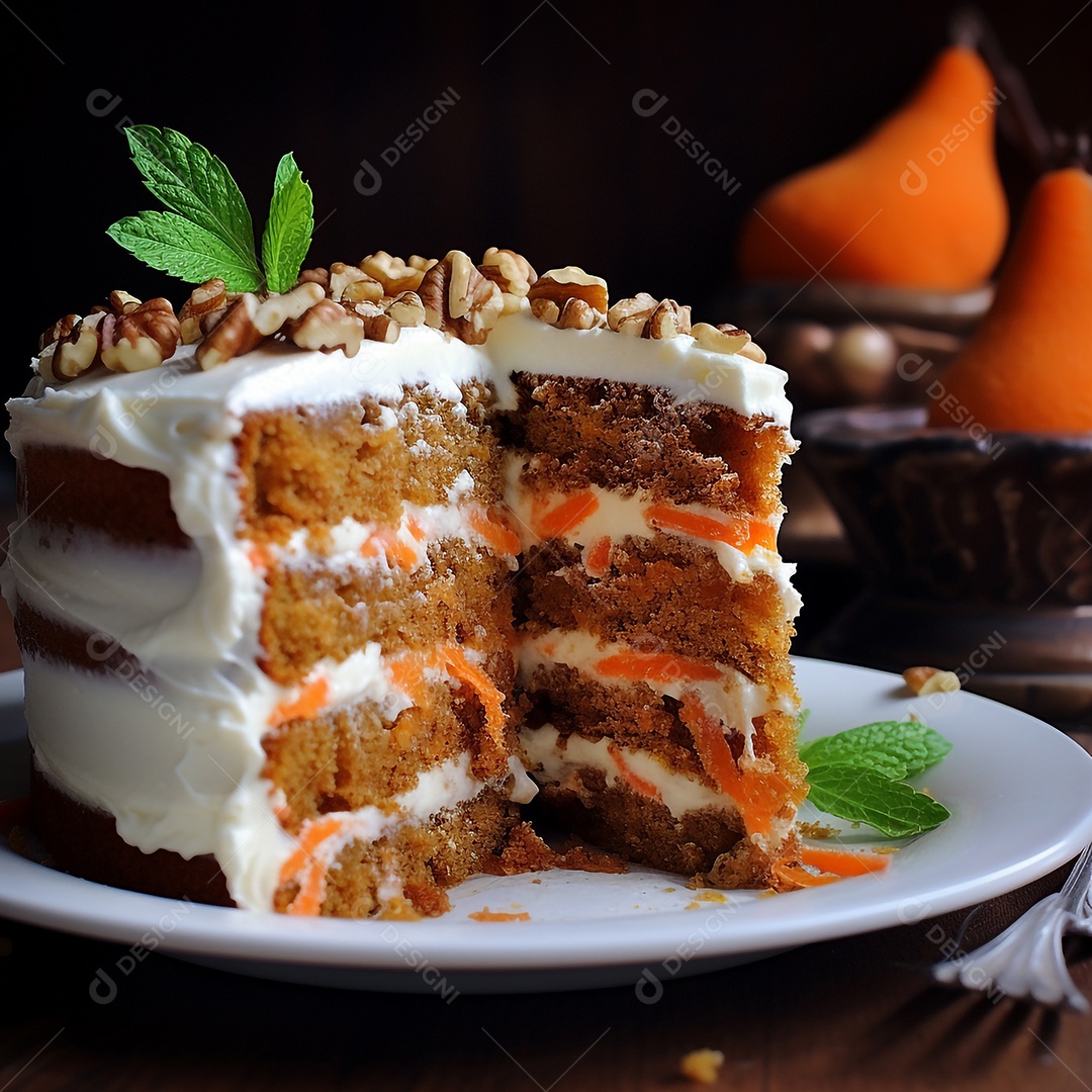 Delicioso bolo de cenoura com cobertura