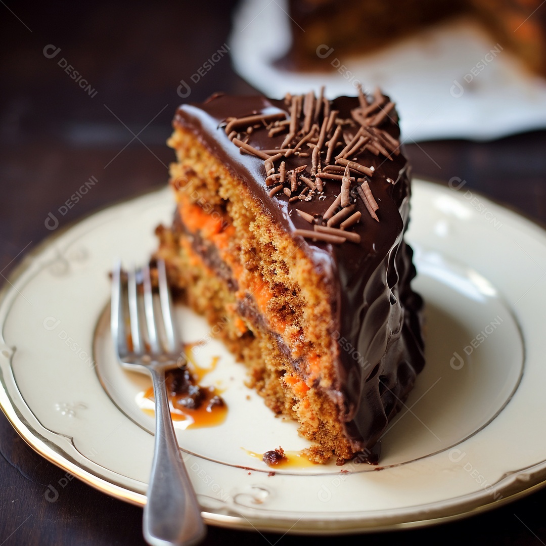 Delicioso bolo de cenoura com cobertura