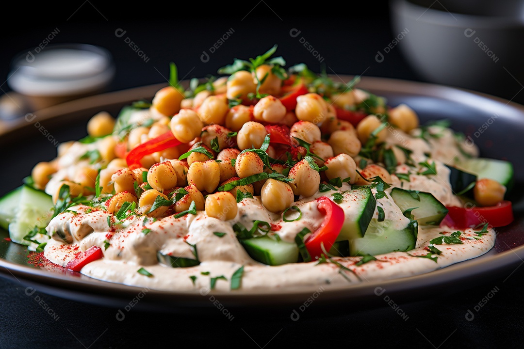 Salada De Grão De Bico Com Molho De Tahine