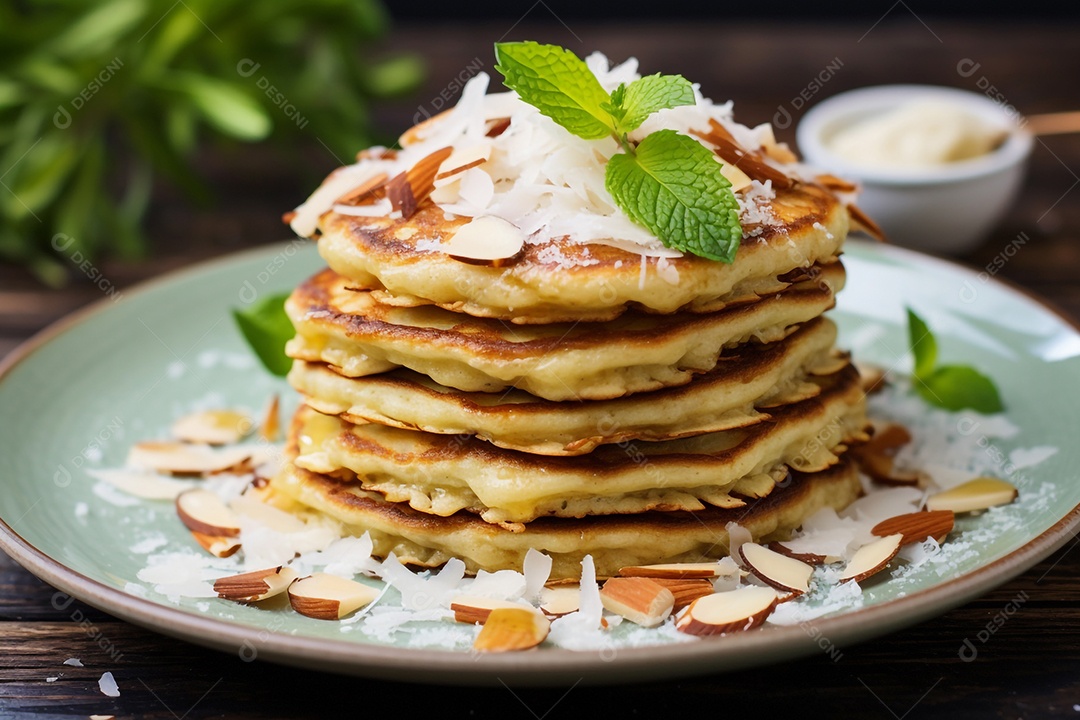 Receitas de panqueca com baixo teor de carboidratos e coco e amêndoa