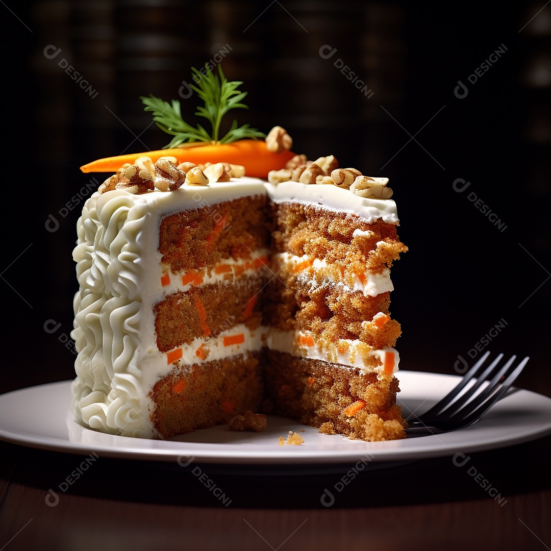 Delicioso bolo de cenoura com cobertura