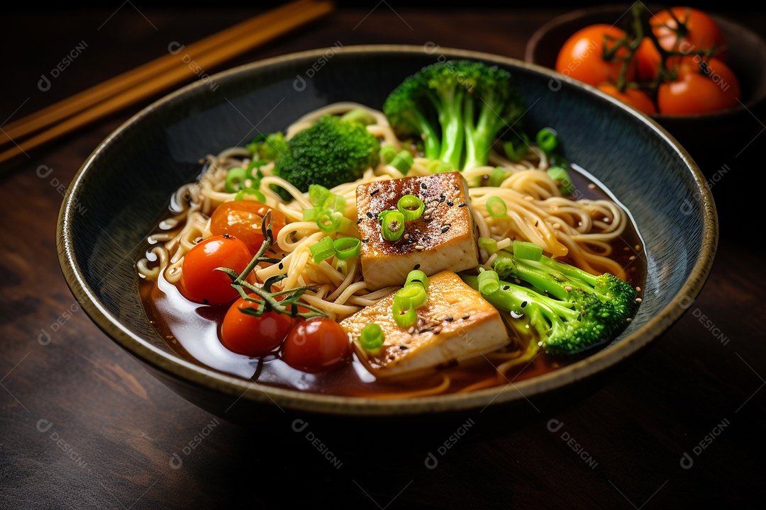 Ramen Japonês Com Legumes E Tofu