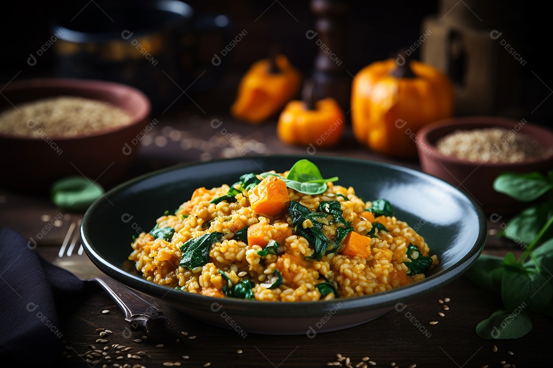 Risoto De Quinoa Com Abóbora E Espinafre