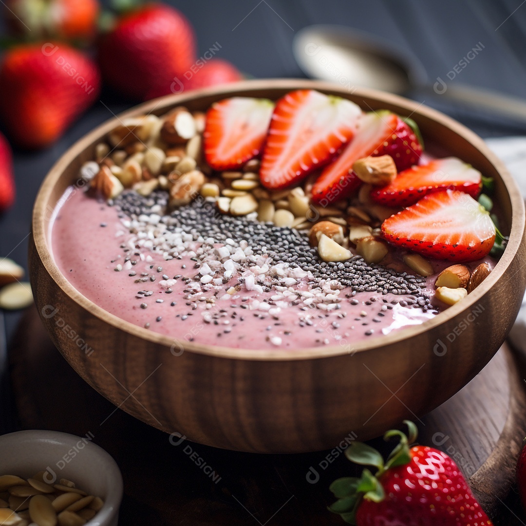 Tigela de Smoothie de Morango e Chia