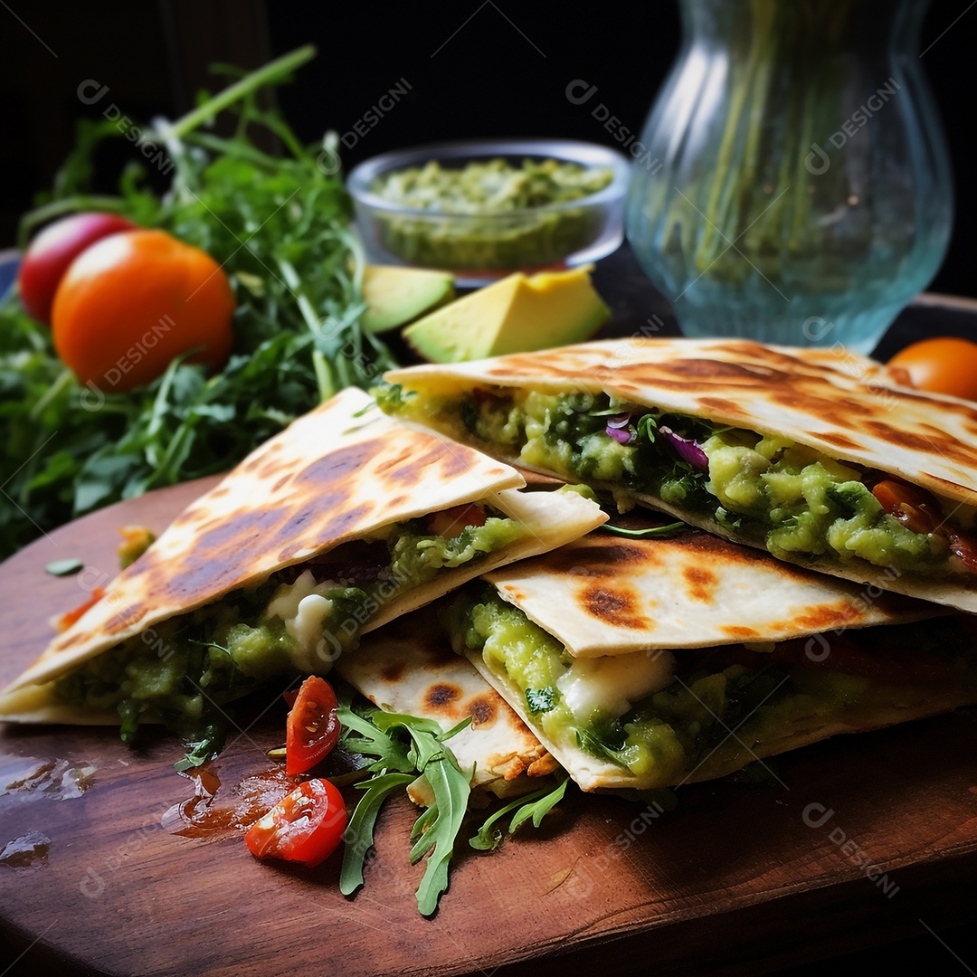 Quesadilla Vegetariana Com Molho De Abacate