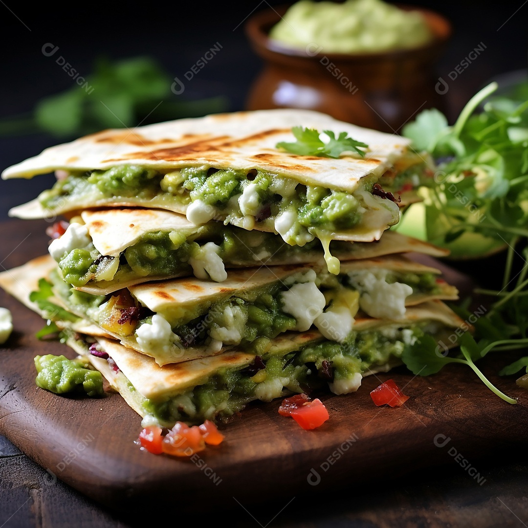 Quesadilla Vegetariana Com Molho De Abacate