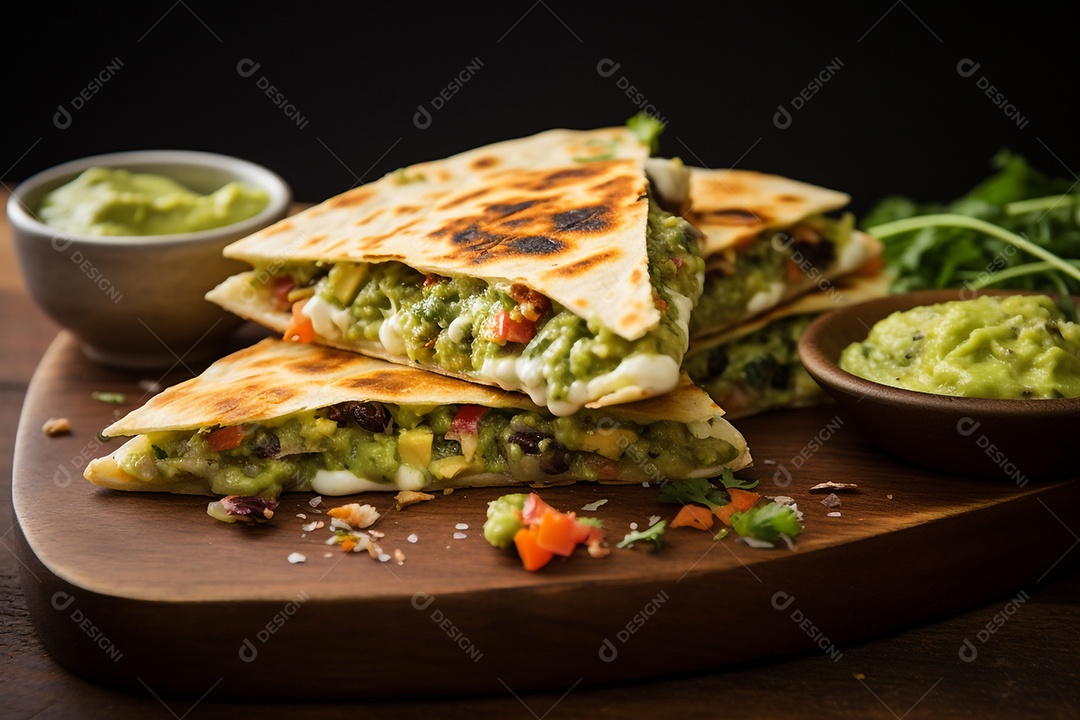 Quesadilla Vegetariana Com Molho De Abacate