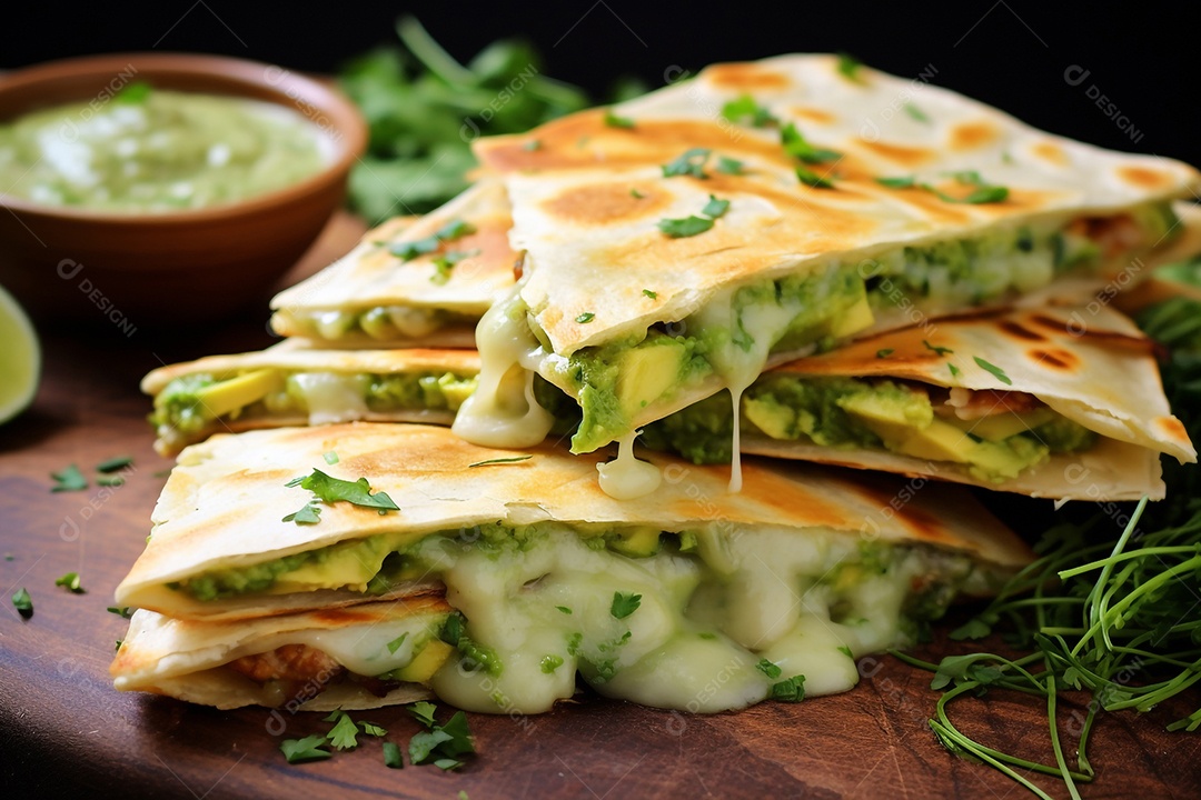 Quesadilla Vegetariana Com Molho De Abacate