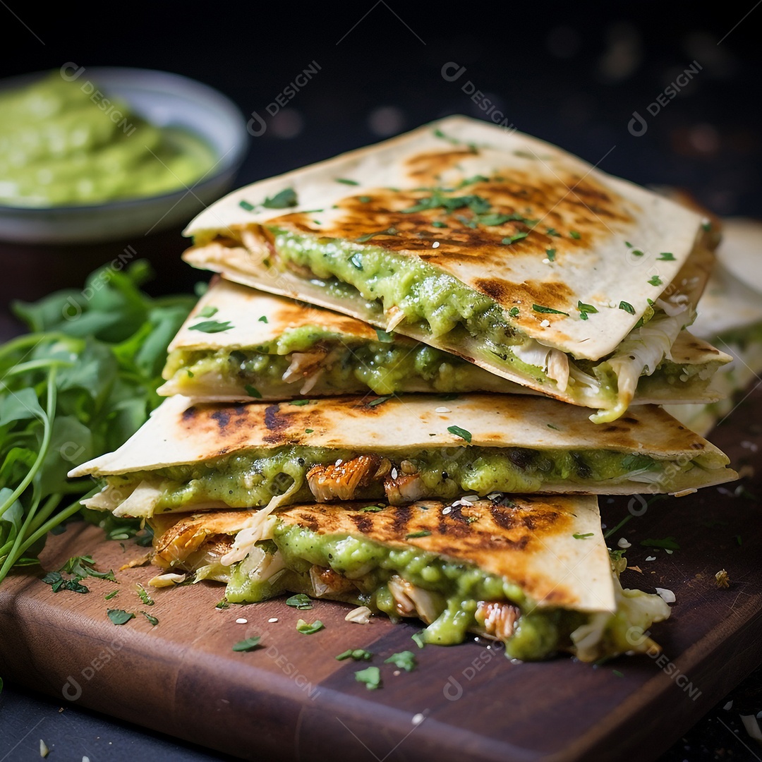 Quesadilla Vegetariana Com Molho De Abacate