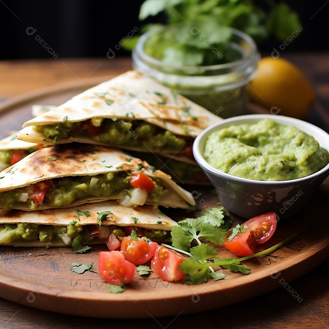 Quesadilla Vegetariana Com Molho De Abacate