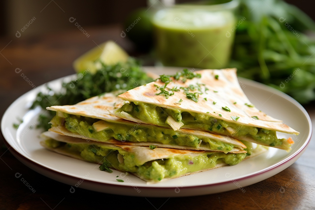 Quesadilla Vegetariana Com Molho De Abacate
