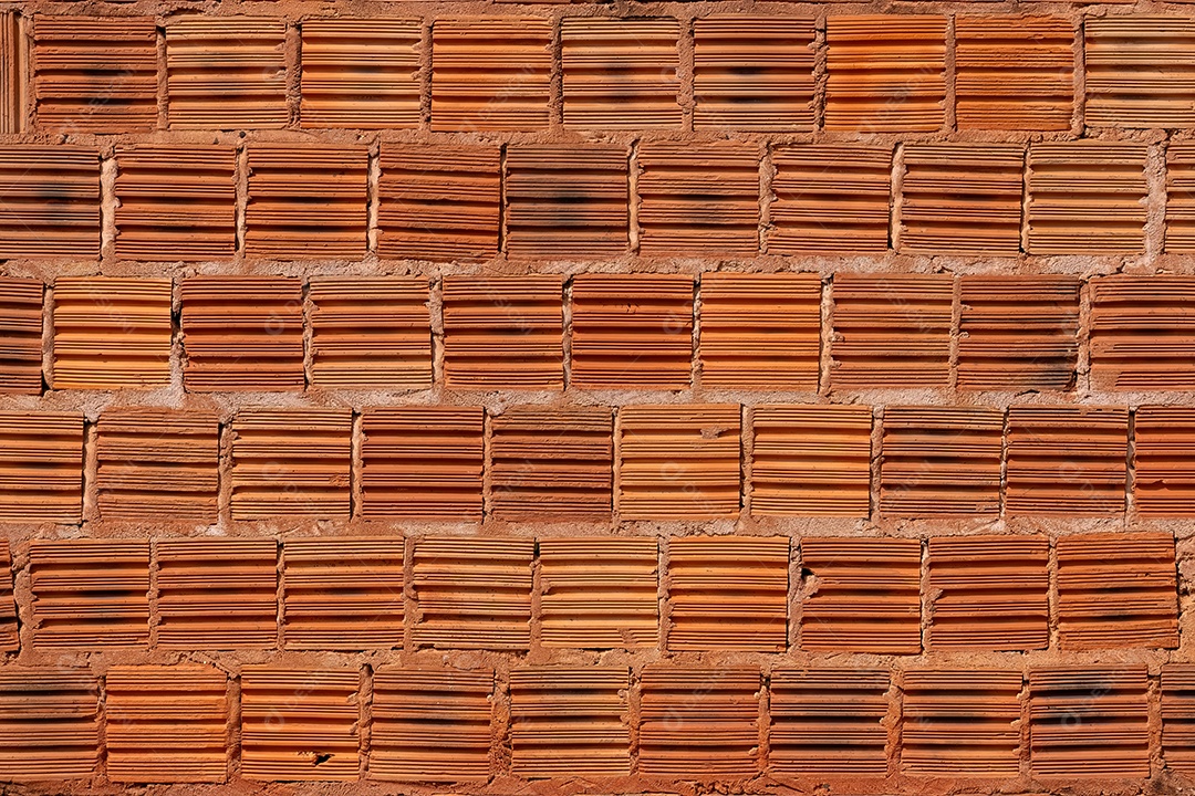 Parede de blocos de tijolo cerâmico sem reboco