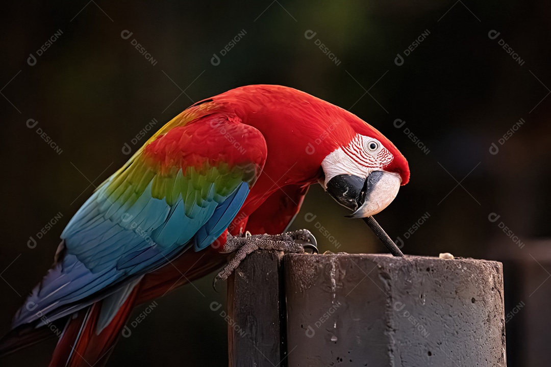 Arara vermelha e verde adulta da espécie Ara chloropterus