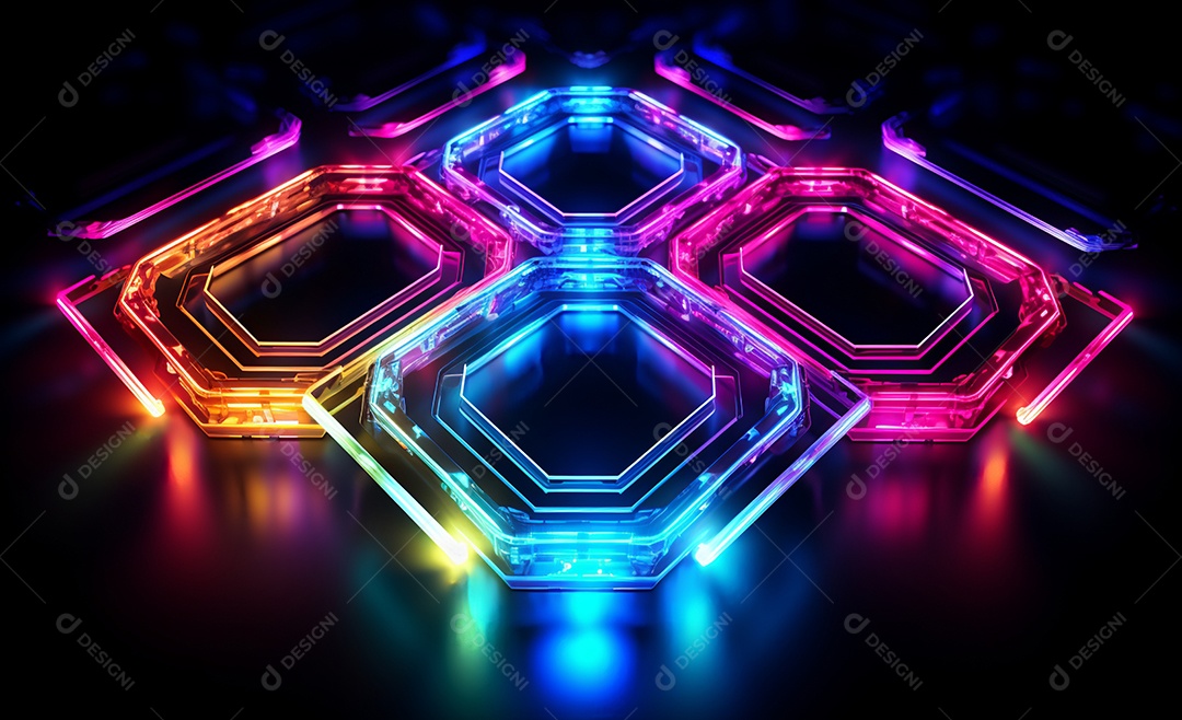 Cenário futurístico colorido neon