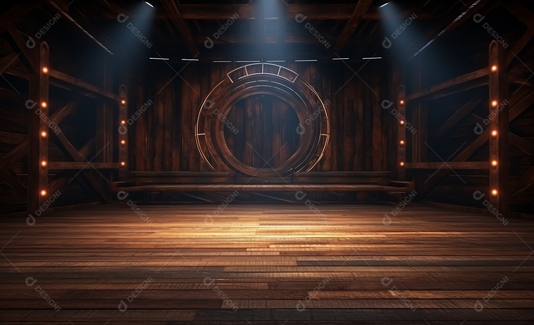 Cenário para evento com iluminação