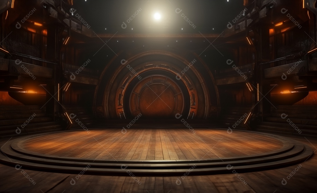 Cenário para evento com iluminação