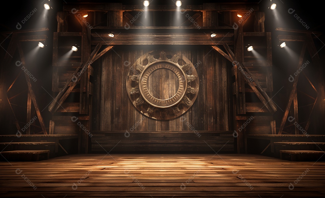 Cenário para evento fundo de madeira