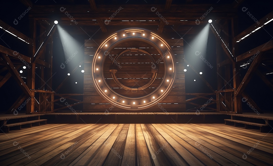 Cenário para evento fundo de madeira