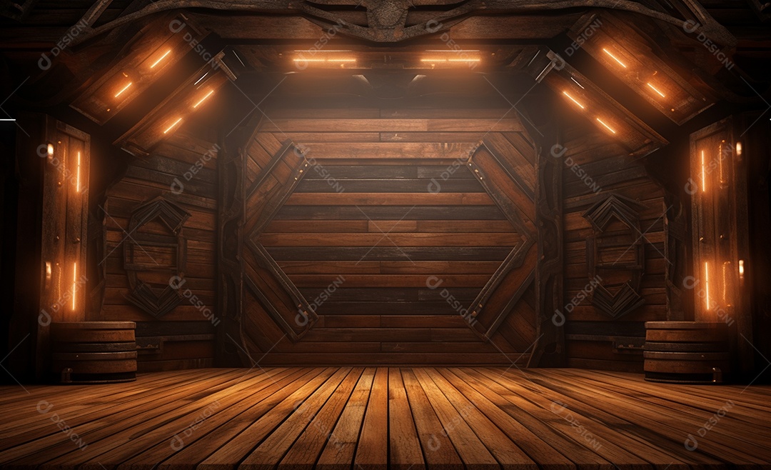 Cenário para evento fundo de madeira