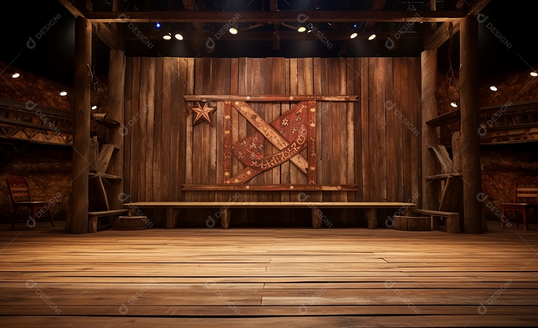 Cenário para evento fundo de madeira
