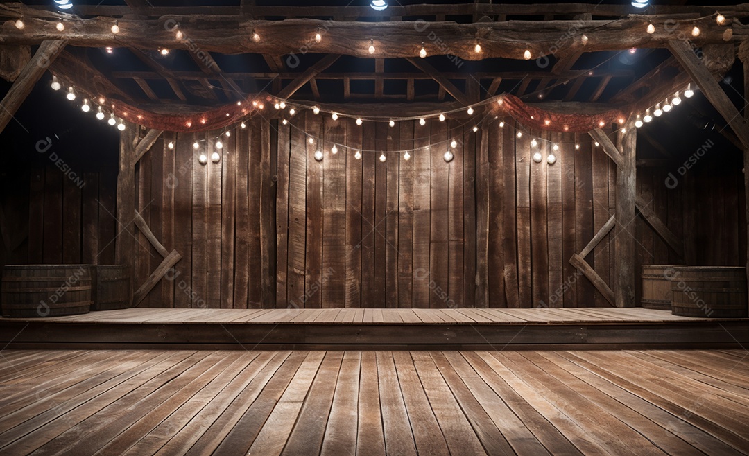 Cenário para evento fundo de madeira