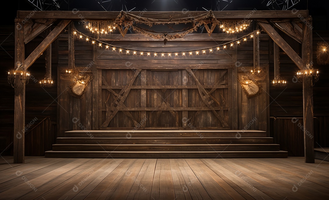 Cenário para evento fundo de madeira