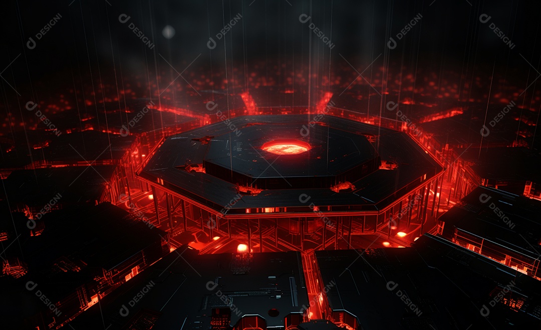 Cenário futurístico colorido neon