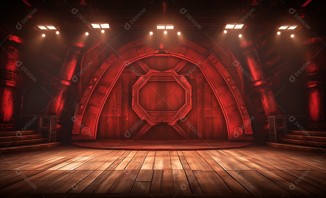 Cenário futurístico colorido neon