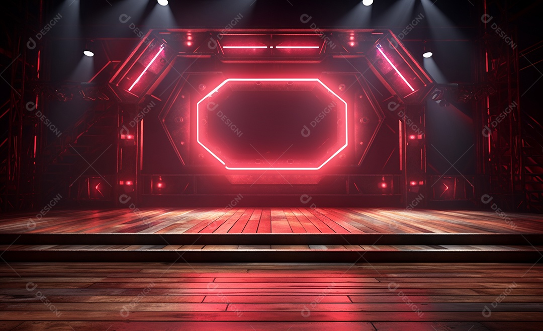 Cenário futurístico colorido neon