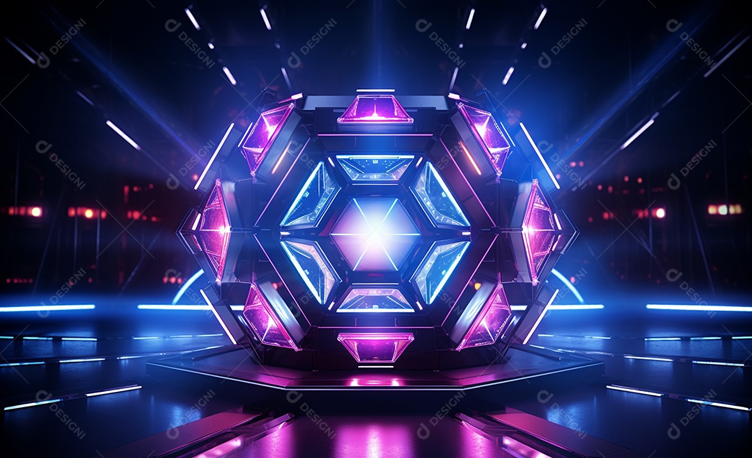 Cenário futurístico colorido neon