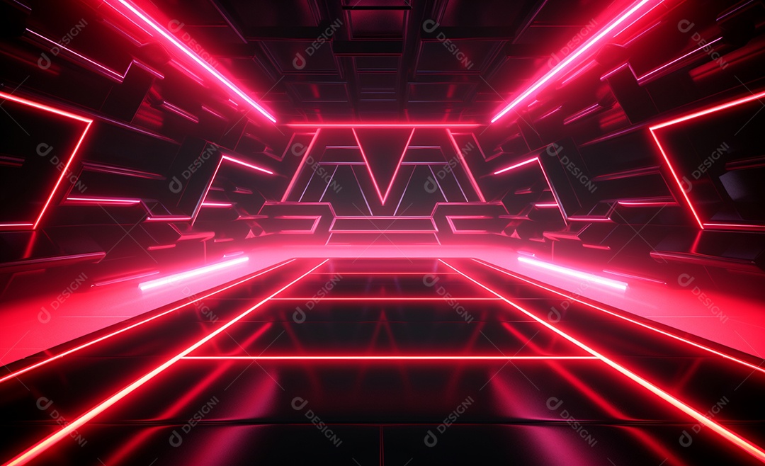 Cenário futurístico colorido neon